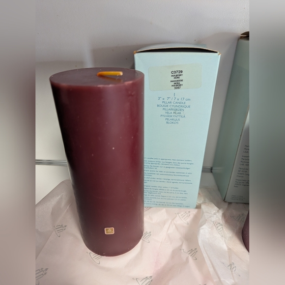 PARTYLITE Candle Mulberry Raspberry X3 Scented Pillar New NOS 4"X9" &  3" X 7" - Picture 2 of 10